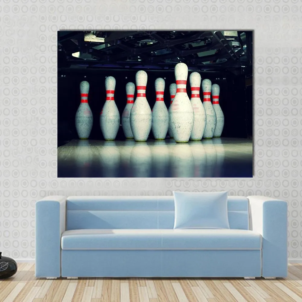 Bowling Pins Closeup Canvas Wall Art