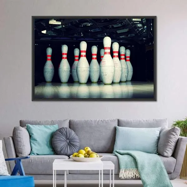 Bowling Pins Closeup Canvas Wall Art