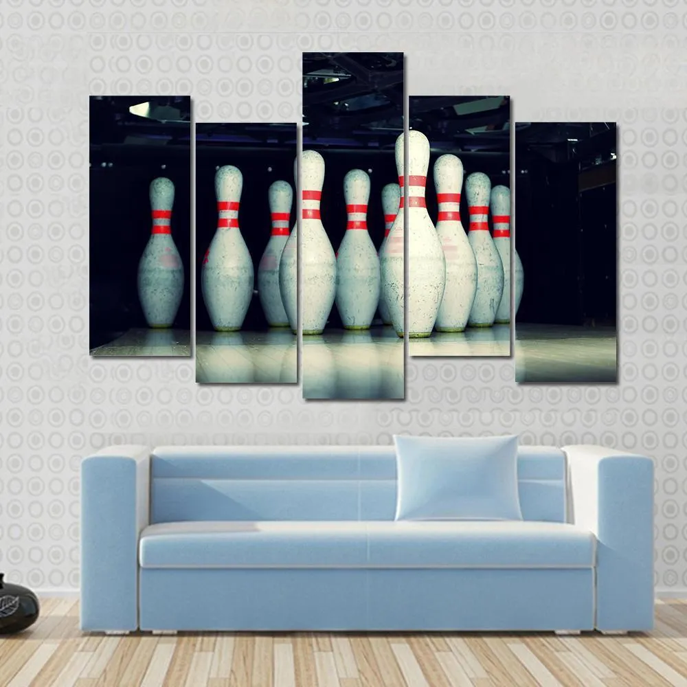 Bowling Pins Closeup Canvas Wall Art