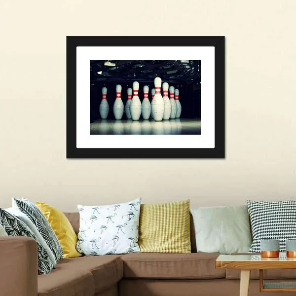 Bowling Pins Closeup Canvas Wall Art