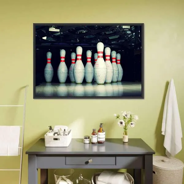 Bowling Pins Closeup Canvas Wall Art