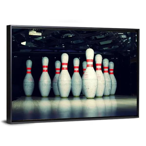 Bowling Pins Closeup Canvas Wall Art