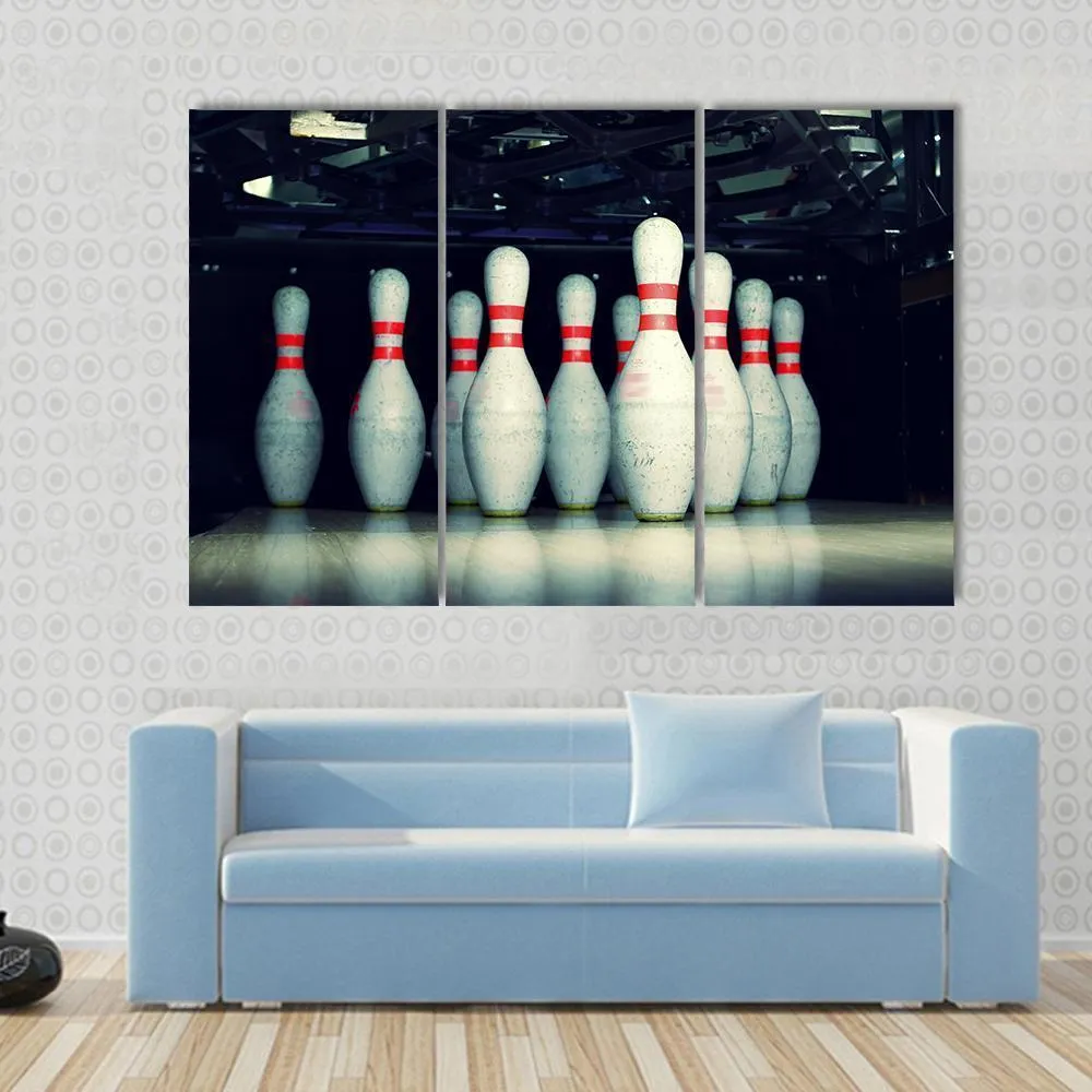 Bowling Pins Closeup Canvas Wall Art