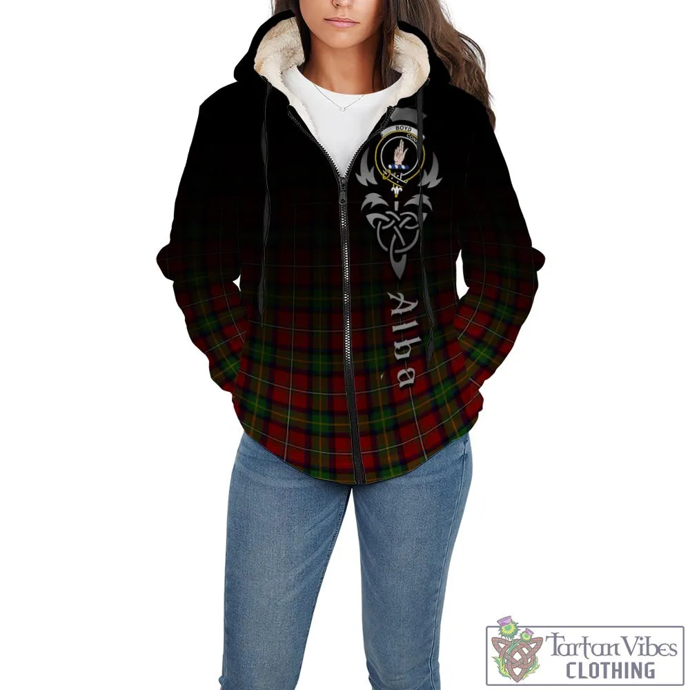 Boyd Tartan Sherpa Hoodie Featuring Alba Gu Brath Family Crest Celtic Inspired