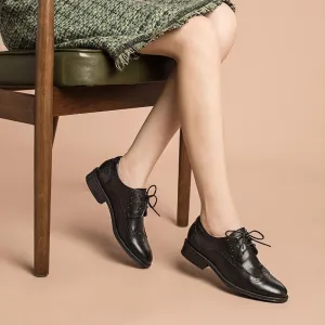 Brenda - Lace-up Leather Oxford Shoes for Women