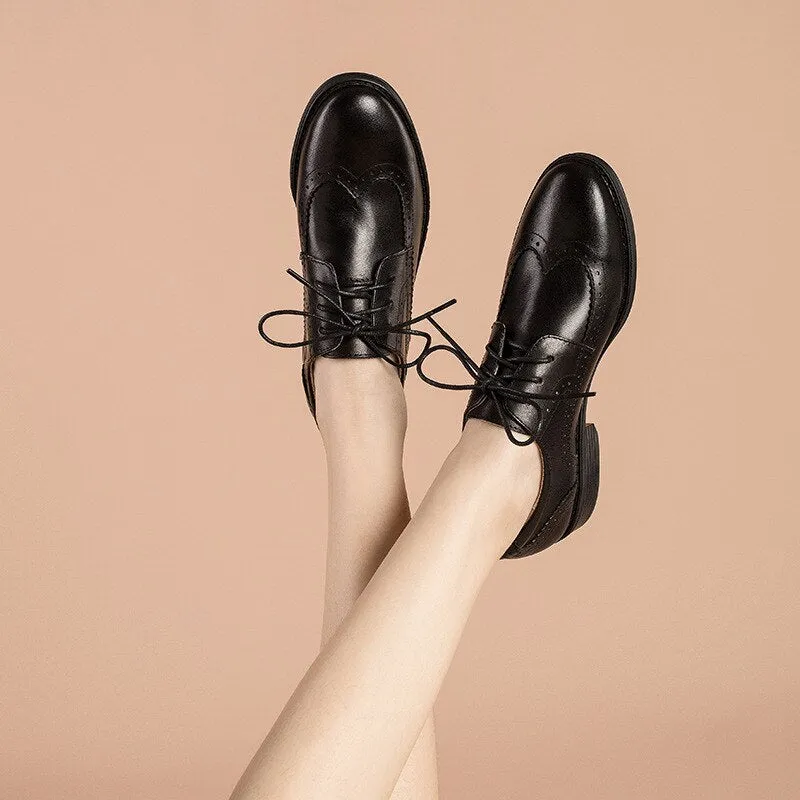 Brenda - Lace-up Leather Oxford Shoes for Women