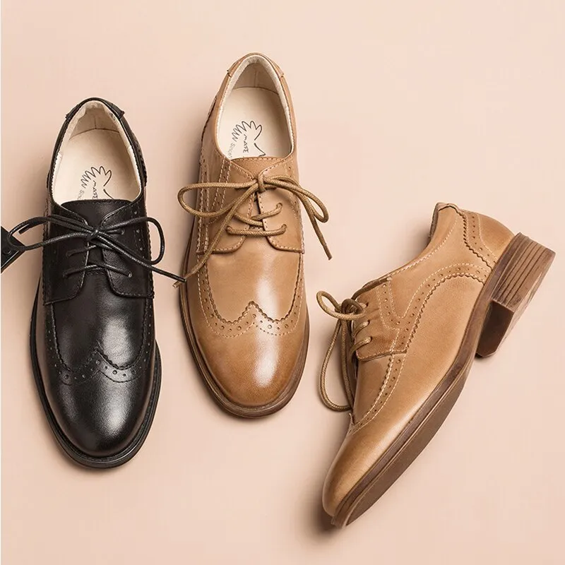 Brenda - Lace-up Leather Oxford Shoes for Women