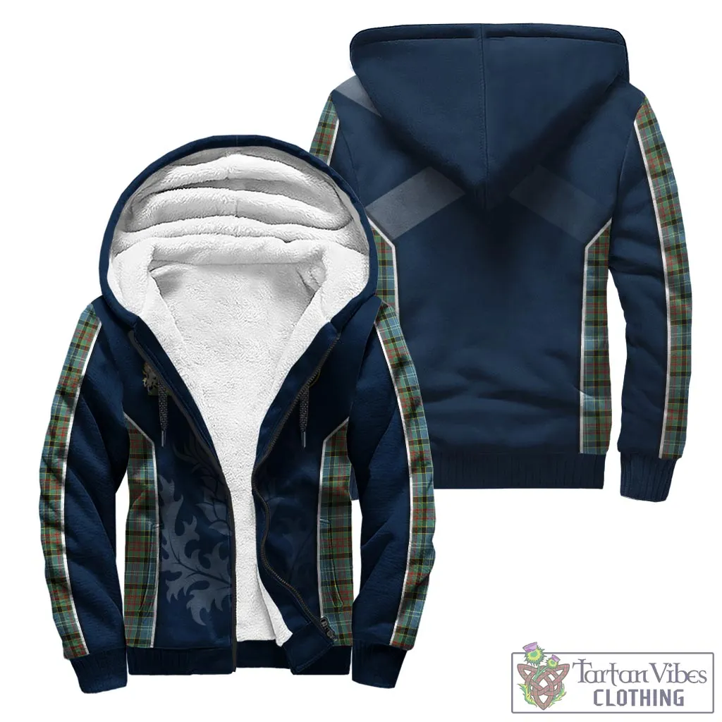 Brisbane Tartan Sherpa Hoodie with Family Crest and Scottish Thistle Vibes Sport Style