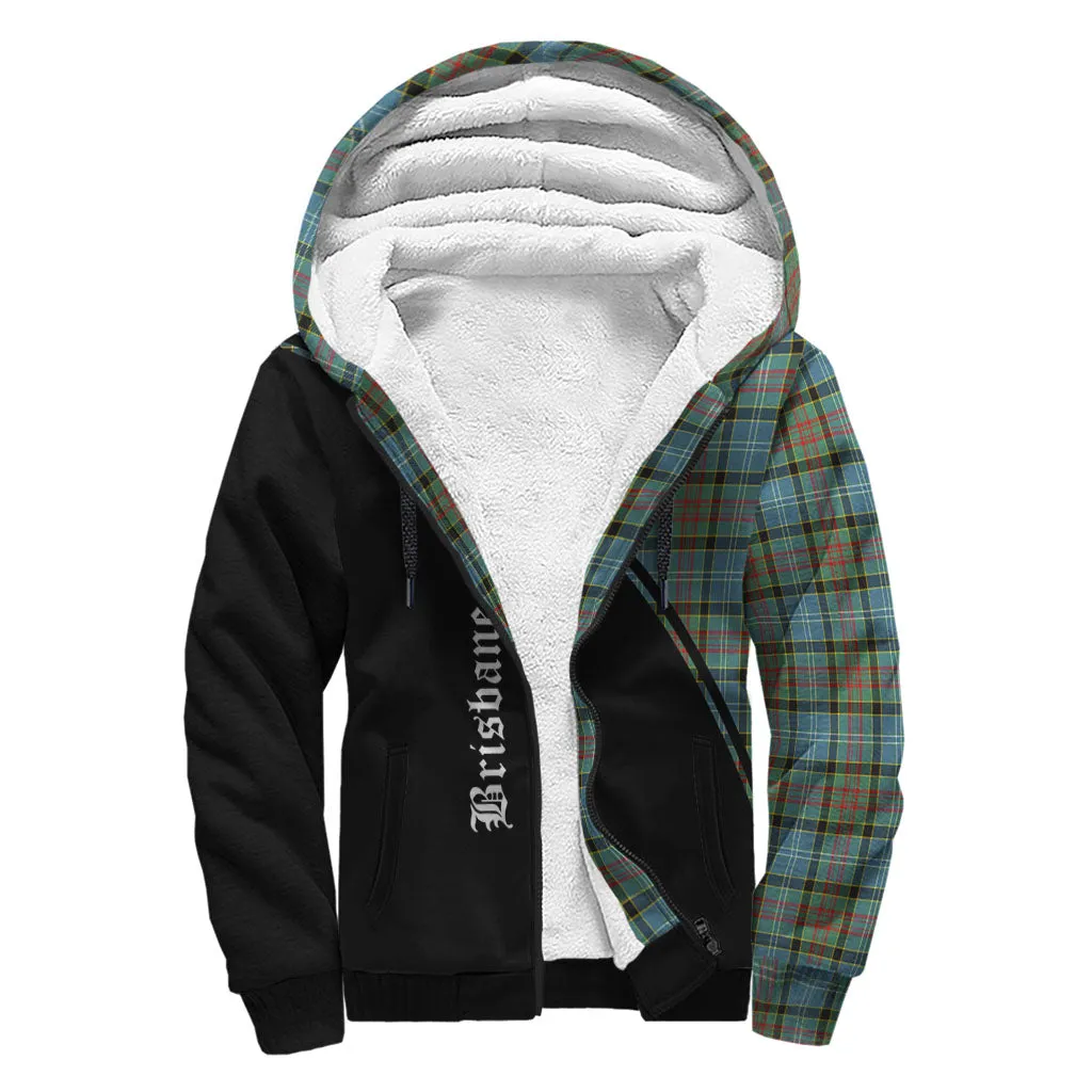 Brisbane Tartan Sherpa Hoodie with Family Crest Curve Style