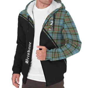 Brisbane Tartan Sherpa Hoodie with Family Crest Curve Style