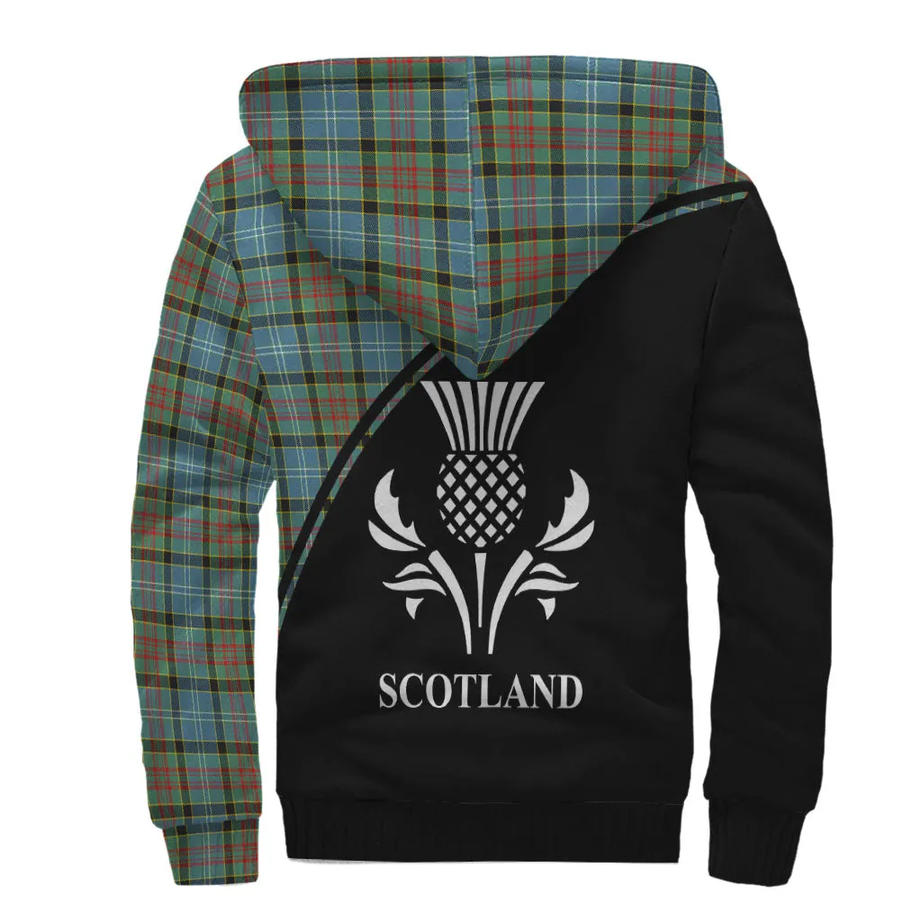 Brisbane Tartan Sherpa Hoodie with Family Crest Curve Style