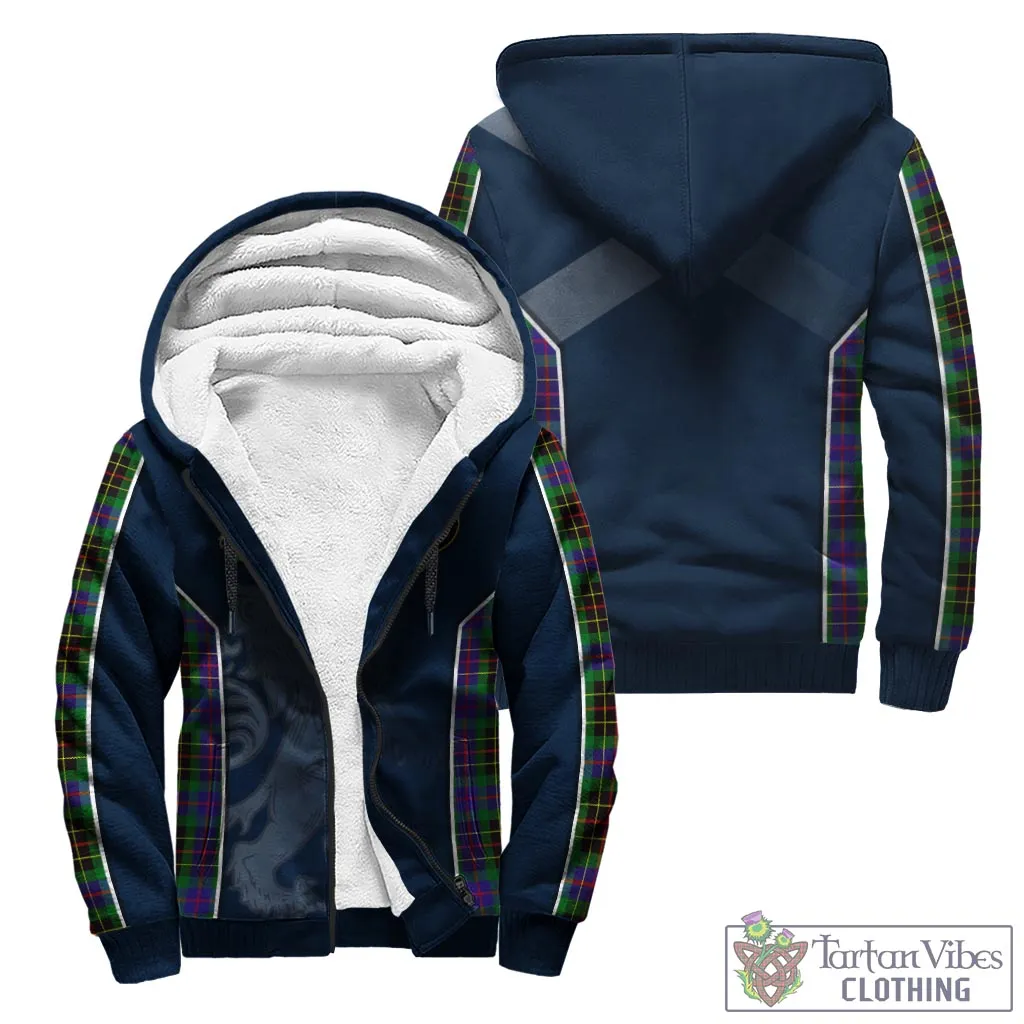 Brodie Hunting Modern Tartan Sherpa Hoodie with Family Crest and Lion Rampant Vibes Sport Style