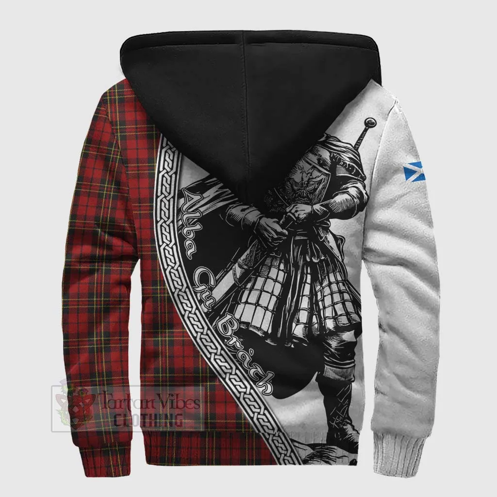 Brodie Tartan Clan Crest Sherpa Hoodie with Highlander Warrior Celtic Style