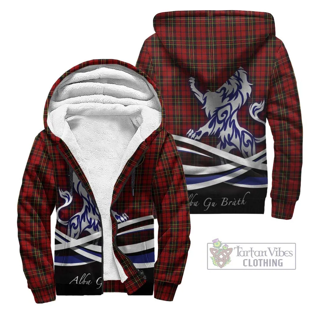 Brodie Tartan Sherpa Hoodie with Alba Gu Brath Regal Lion Emblem