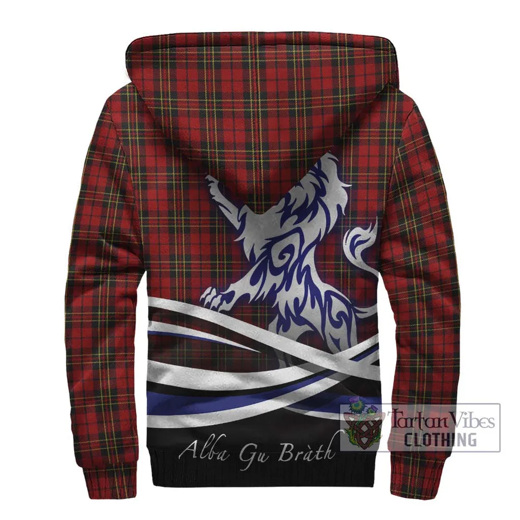 Brodie Tartan Sherpa Hoodie with Alba Gu Brath Regal Lion Emblem