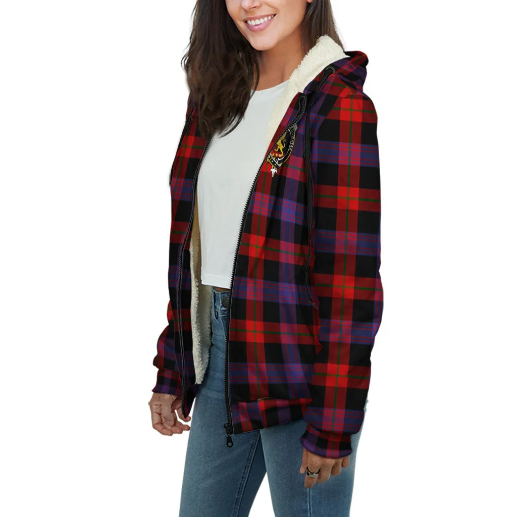 Broun Modern Tartan Sherpa Hoodie with Family Crest