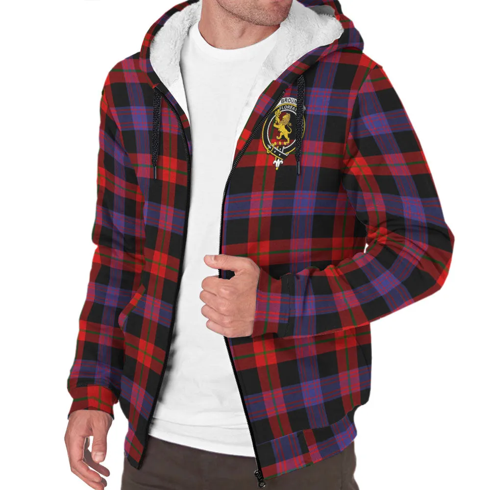 Broun Modern Tartan Sherpa Hoodie with Family Crest