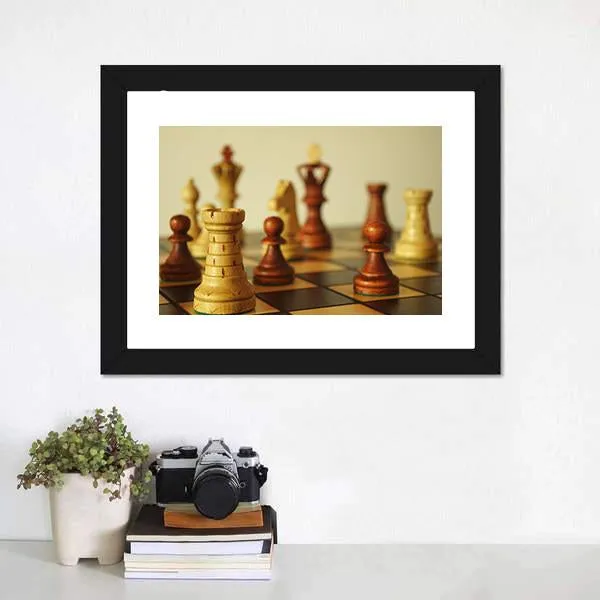 Brown Chess Pieces Canvas Wall Art