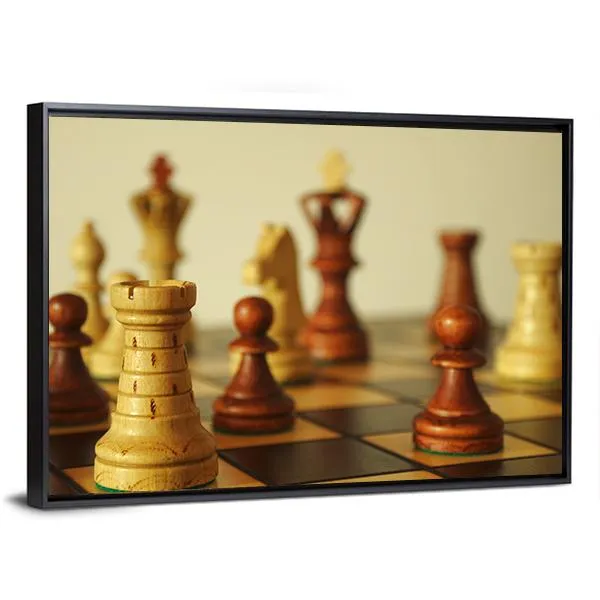 Brown Chess Pieces Canvas Wall Art