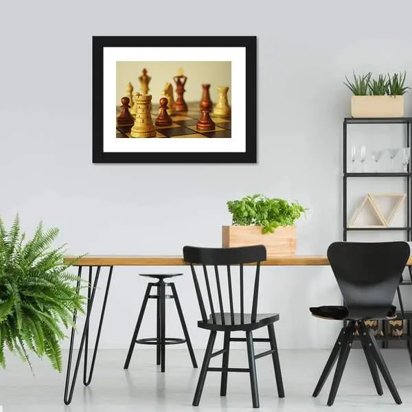 Brown Chess Pieces Canvas Wall Art