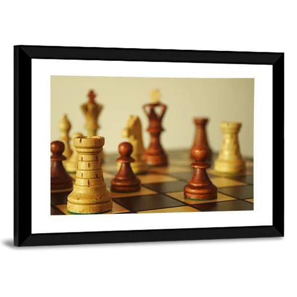 Brown Chess Pieces Canvas Wall Art