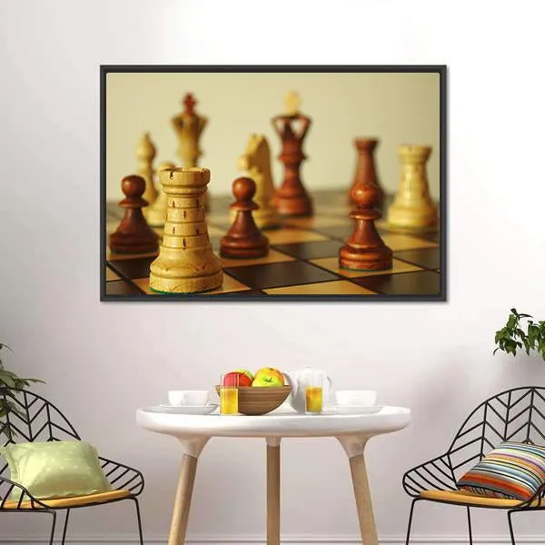 Brown Chess Pieces Canvas Wall Art