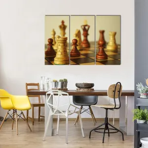 Brown Chess Pieces Canvas Wall Art