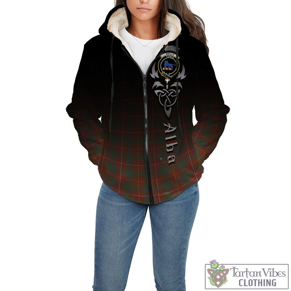 Bruce Ancient Tartan Sherpa Hoodie Featuring Alba Gu Brath Family Crest Celtic Inspired