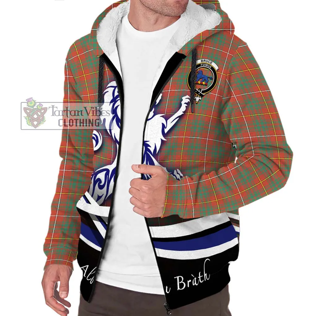 Bruce Ancient Tartan Sherpa Hoodie with Alba Gu Brath Regal Lion Emblem