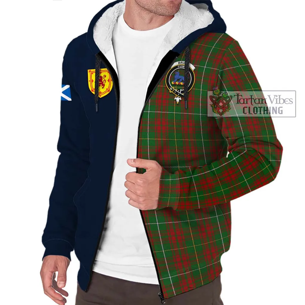 Bruce Hunting Tartan Sherpa Hoodie Alba with Scottish Lion Royal Arm Half Style