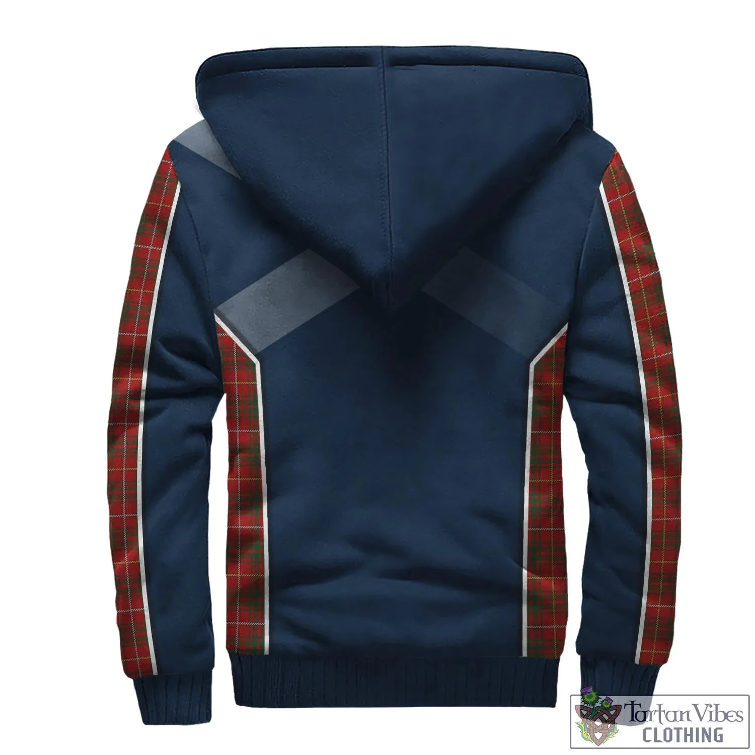 Bruce Tartan Sherpa Hoodie with Family Crest and Scottish Thistle Vibes Sport Style