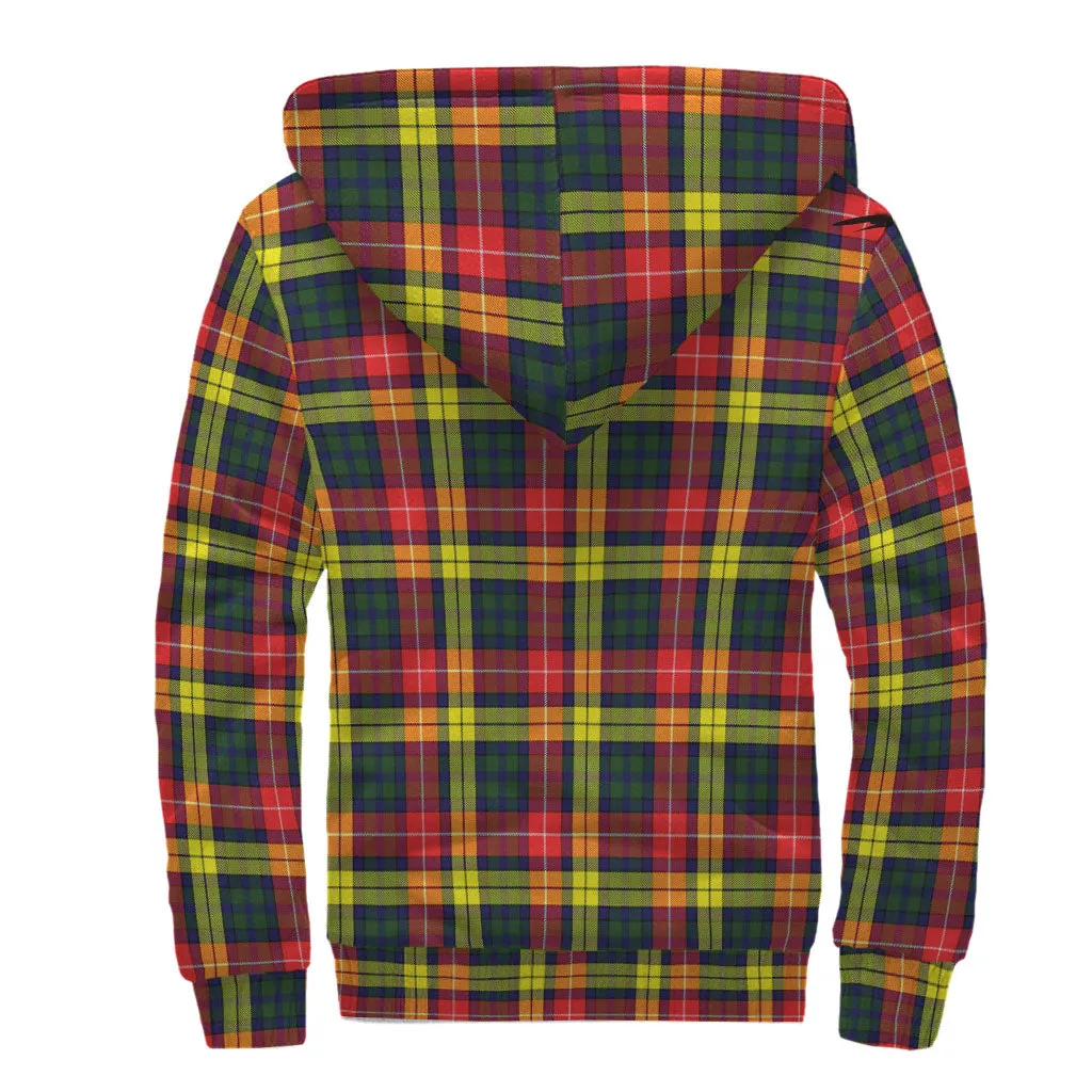 Buchanan Modern Tartan Sherpa Hoodie with Family Crest