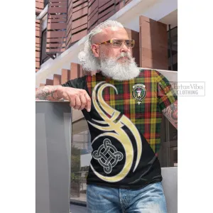 Buchanan Tartan Cotton T-shirt with Family Crest and Celtic Symbol Style