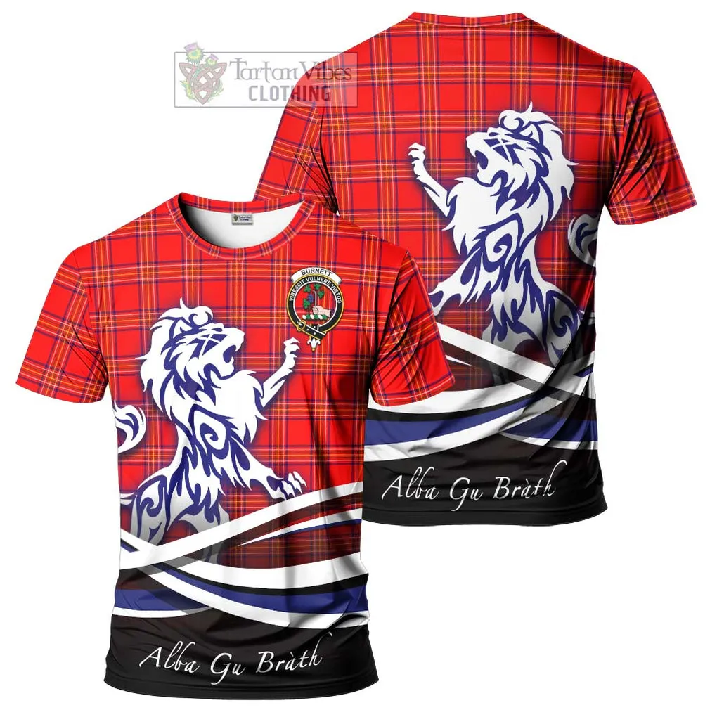 Burnett Modern Tartan Cotton T-shirt with Alba Gu Brath Regal Lion Emblem