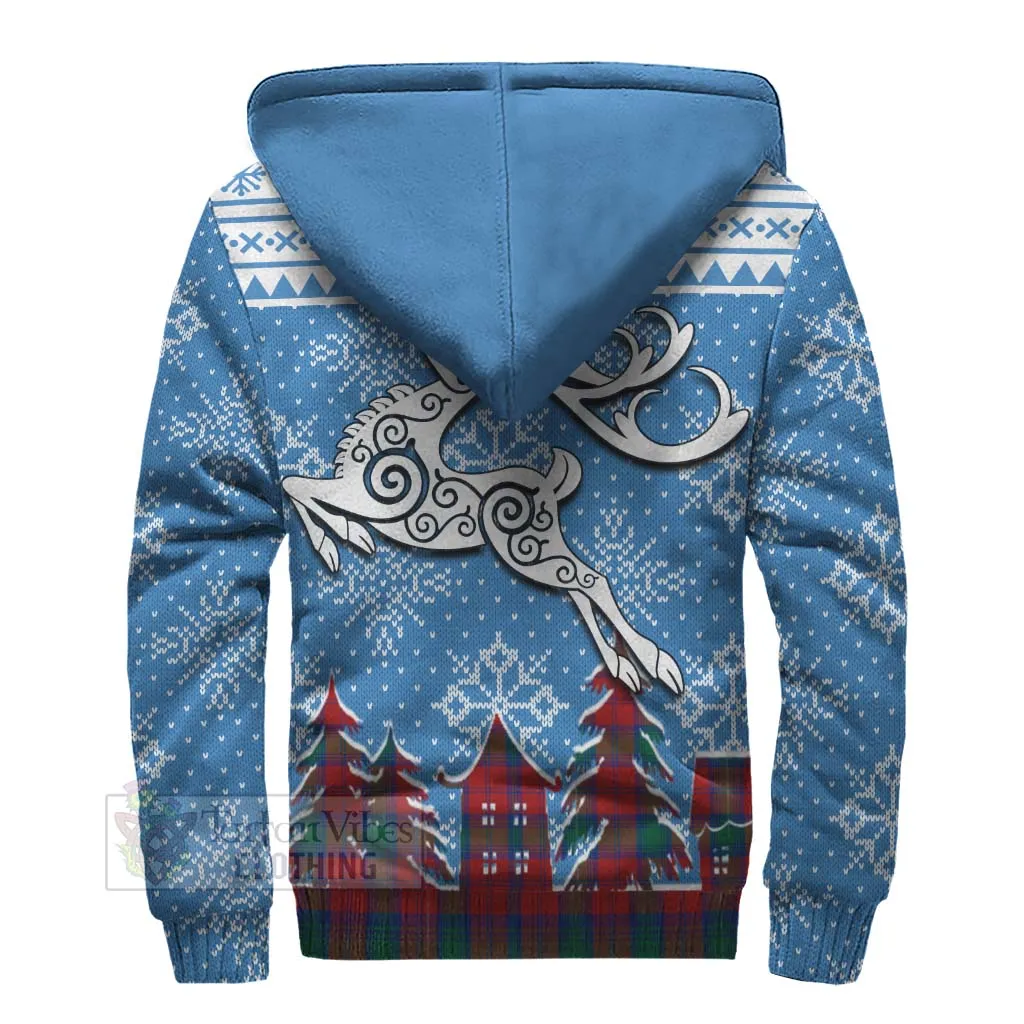 Byres (Byses) Clan Christmas Sherpa Hoodie Celtic Reindeer Style