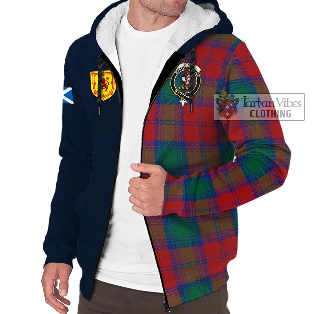 Byres (Byses) Tartan Sherpa Hoodie Alba with Scottish Lion Royal Arm Half Style