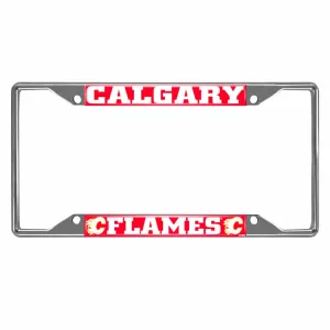 Calgary Flames Chrome Metal License Plate Frame, 6.25in x 12.25in