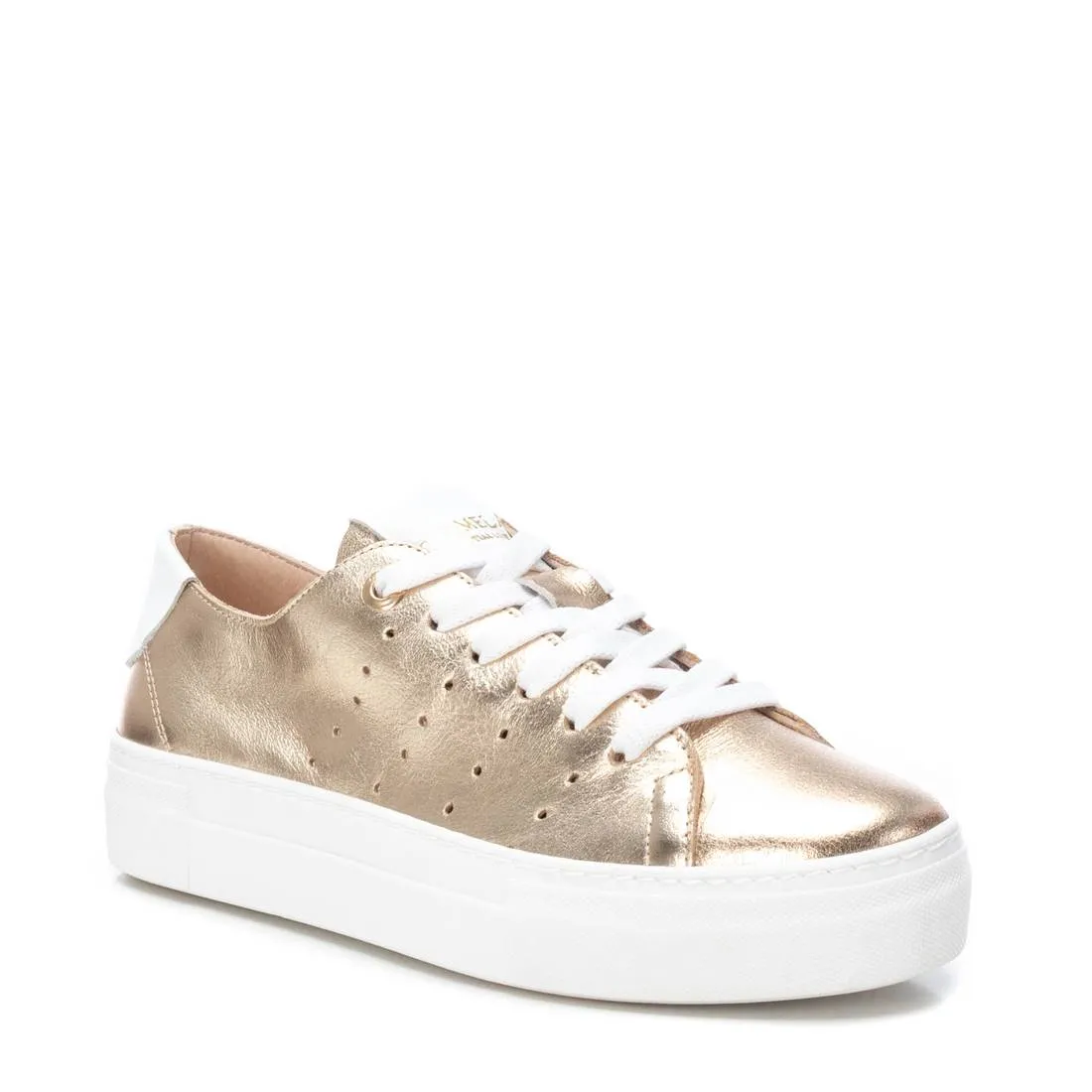 CARMELA Gold Leather Platform Trainer