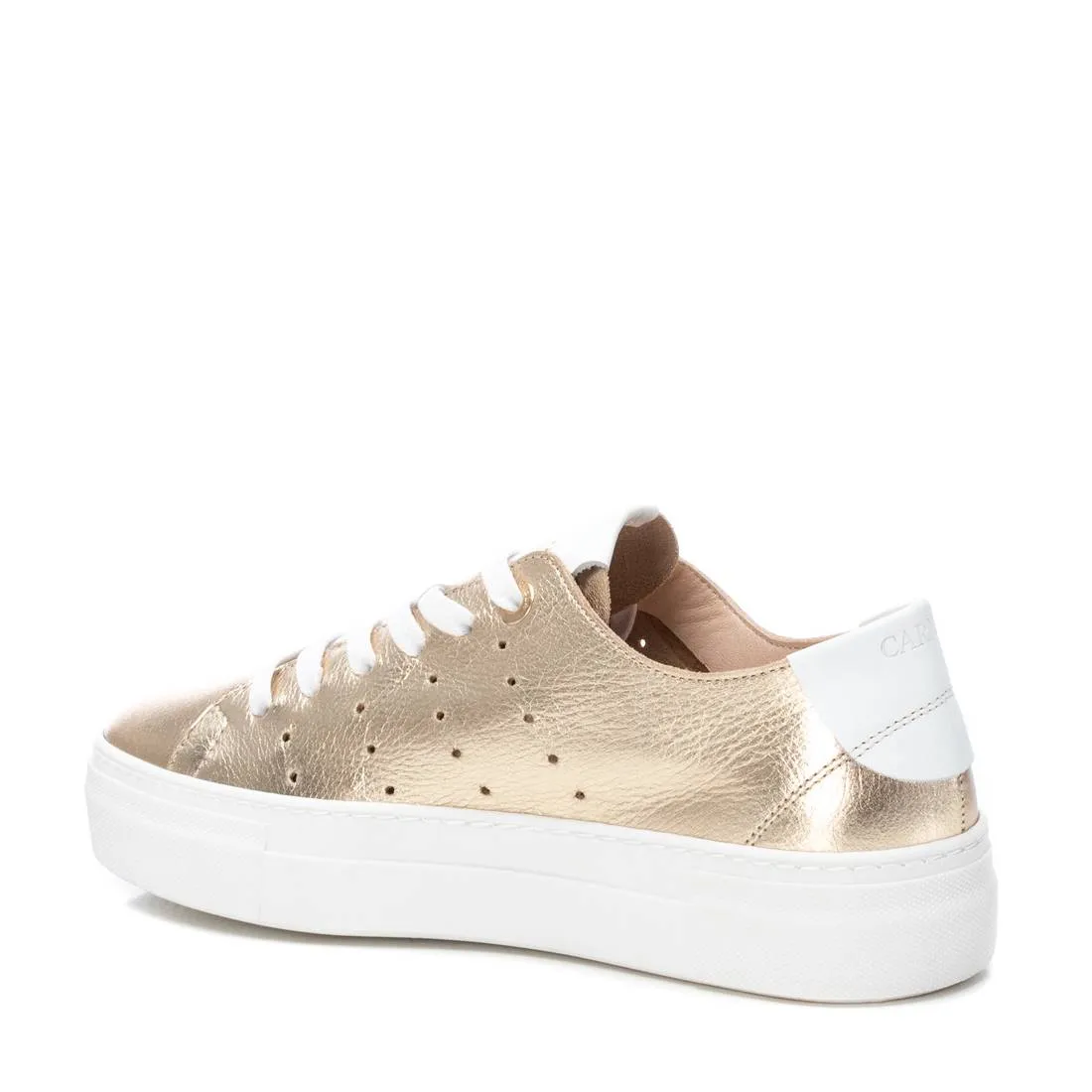 CARMELA Gold Leather Platform Trainer