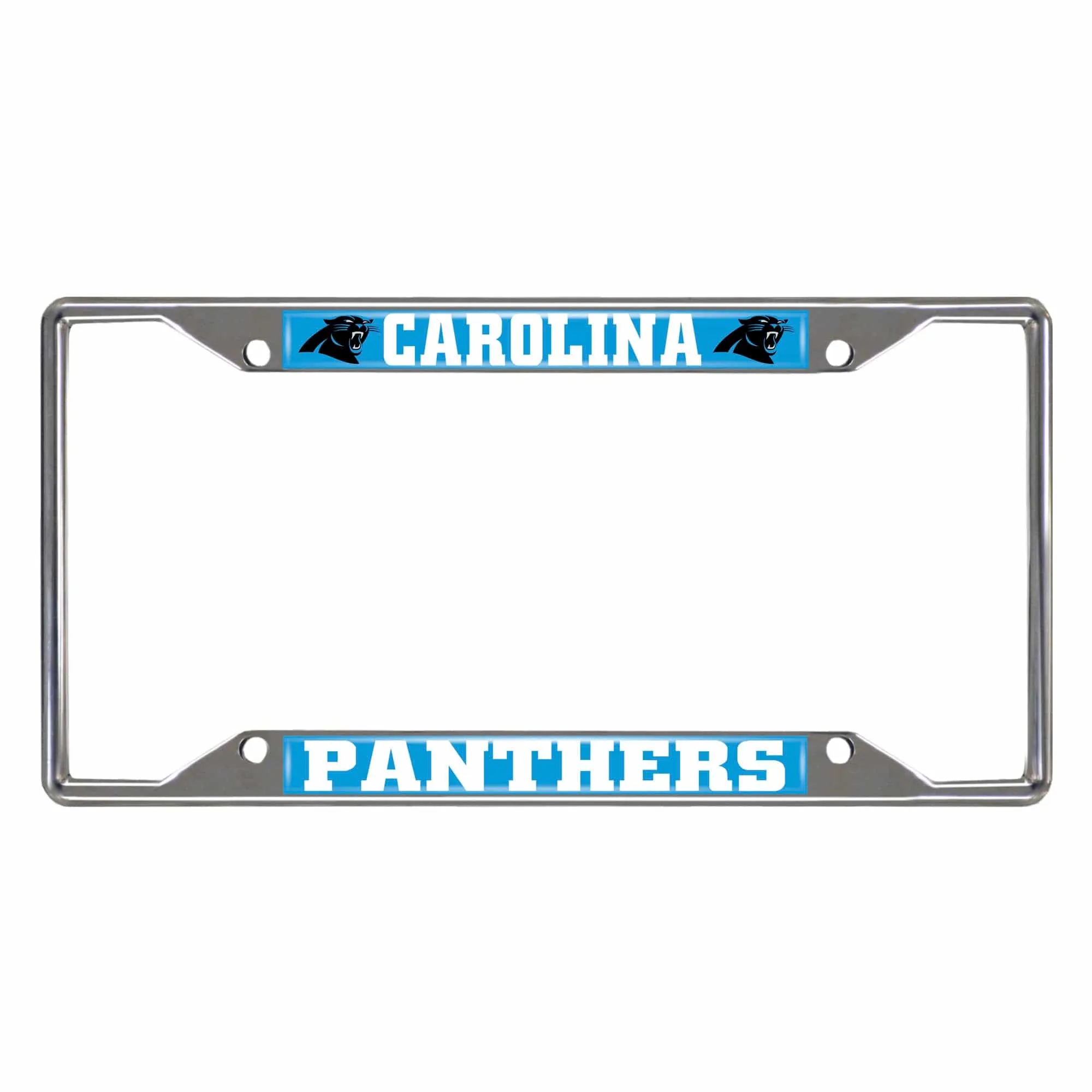 Carolina Panthers Chrome Metal License Plate Frame, 6.25in x 12.25in