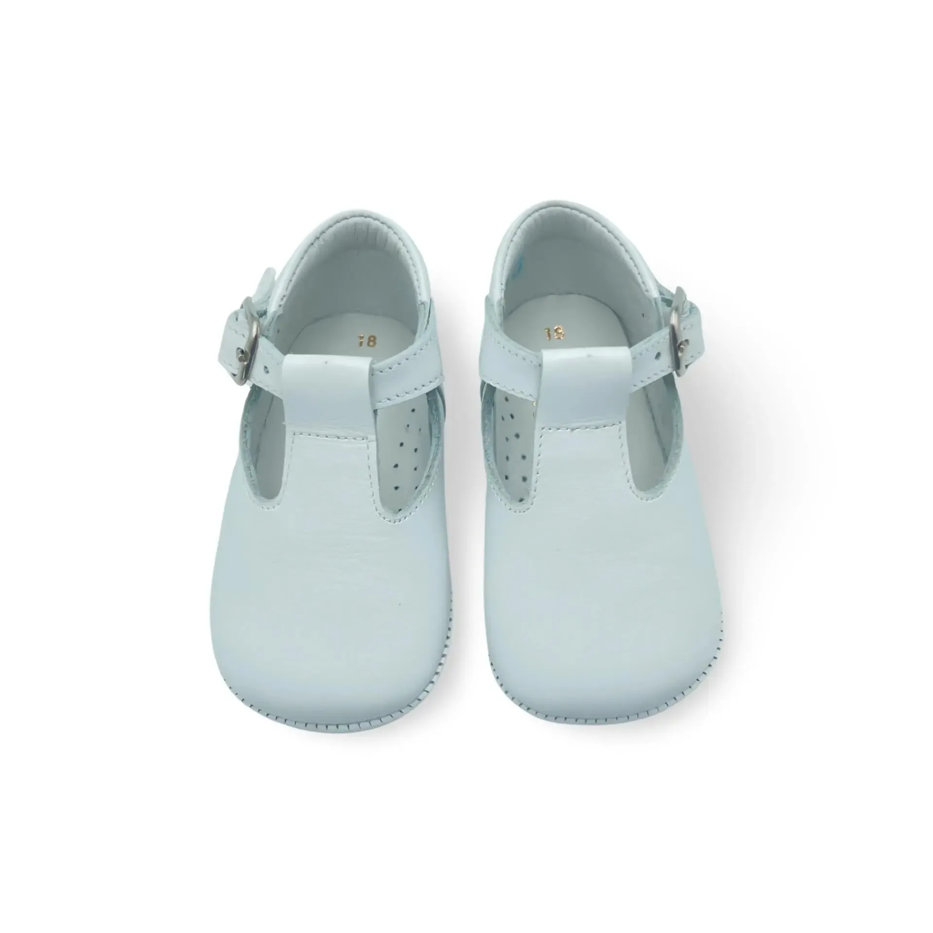 Charlie- White Leather Baby T-Bar Shoes