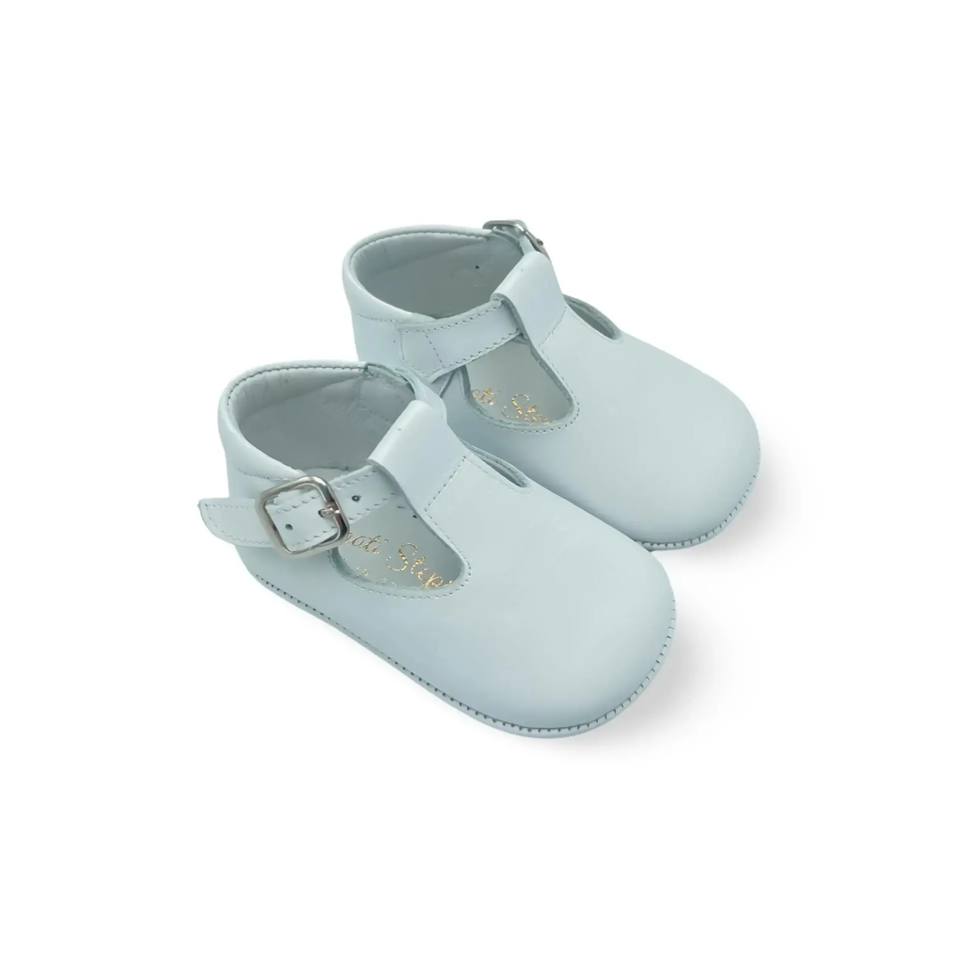 Charlie- White Leather Baby T-Bar Shoes