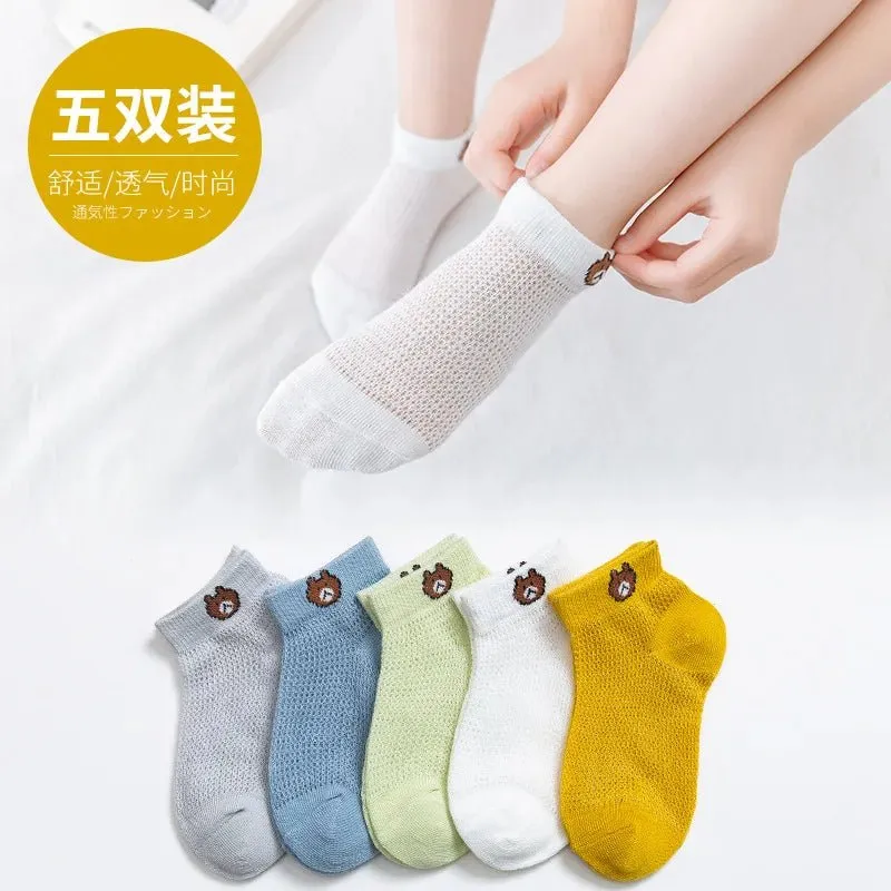 Children's Cotton Socks - 5 Pairs/Lot Soft, Cozy, Breathable for 1-12Y