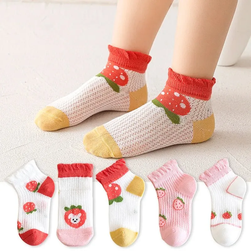 Children's Cotton Socks - 5 Pairs/Lot Soft, Cozy, Breathable for 1-12Y