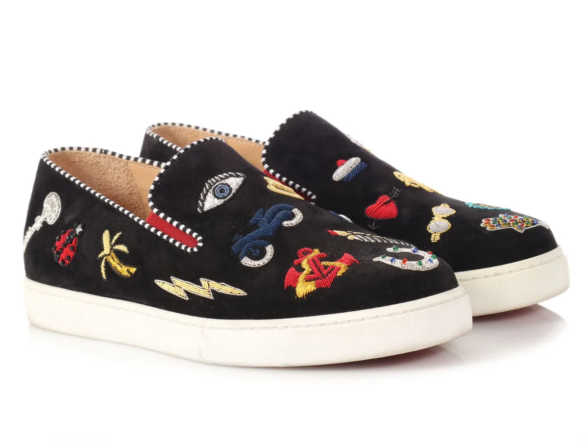 Christian Louboutin Black Pik N Luck Suede Skater Shoes