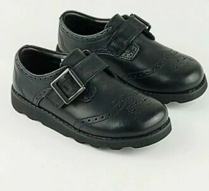 Clarks Girls Crown Pride Black Leather Shoes