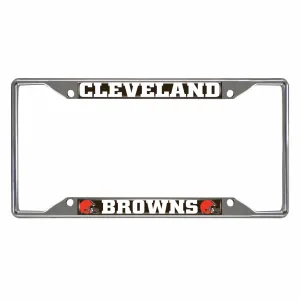 Cleveland Browns Chrome Metal License Plate Frame, 6.25in x 12.25in