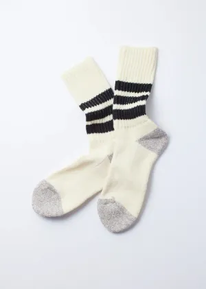 Coarse Ribbed Old School Crew Socks in Black