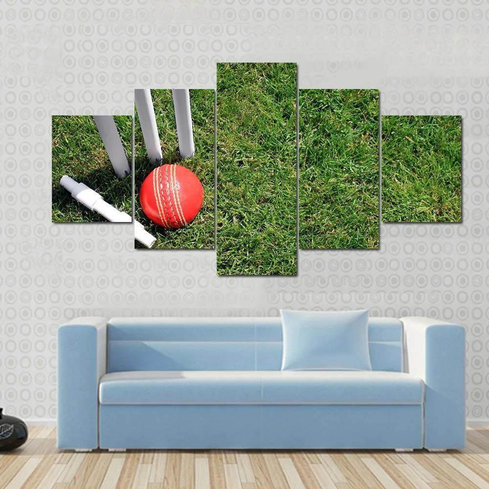 Cricket Ball & Stumps Canvas Wall Art