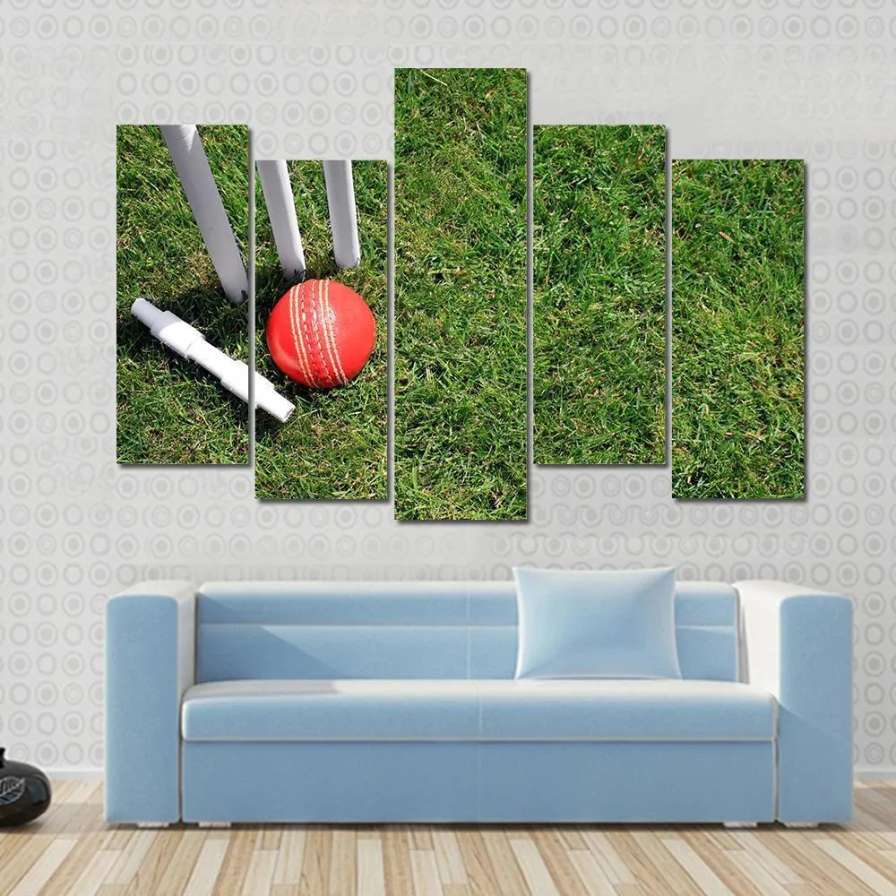 Cricket Ball & Stumps Canvas Wall Art